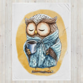 Sleepy Owl 100% Polyester Soft Silk Touch Fabric Throw Blanket - Cozy, Durable and Adorable